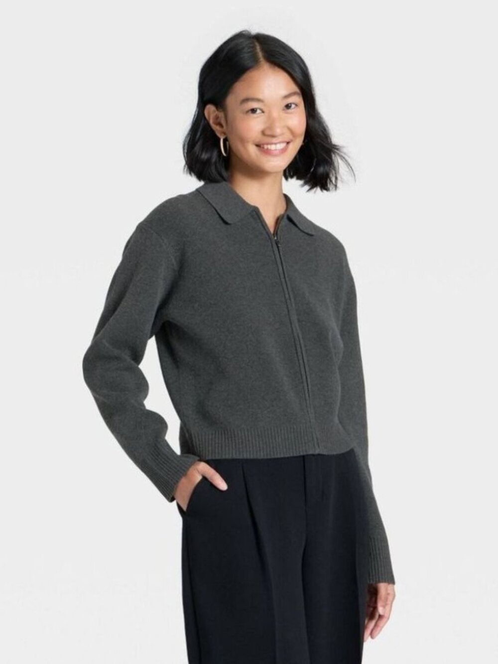A New Day Women's Full Zip Long Sleeves Preppy Spring Cardigan Size Large NWT